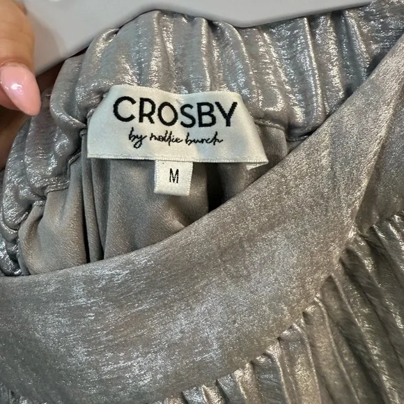 Crosby by Mollie Birch Daisy Silver Pleated Midi Skirt - Picture 4 of 6